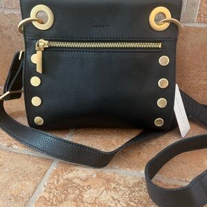 NWT, Hammitt Tony Small Leather Crossbody Bag in Black/Brushed Gold